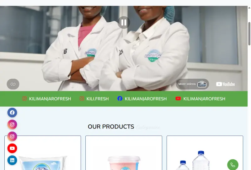 Kilimanjaro Fresh — Tanzanian dairy and beverage brand website